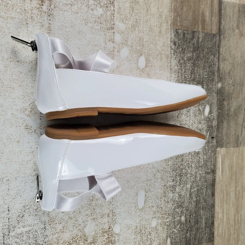 Nina Marissa Kids Ballet Flats Sz 13 M White Patent Leather Crisscross Straps